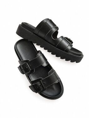 Madden NYC Chunky Black Platform Slide Sandals - Women’s Size 10